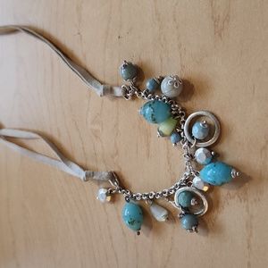 Blue stone beachy necklace
